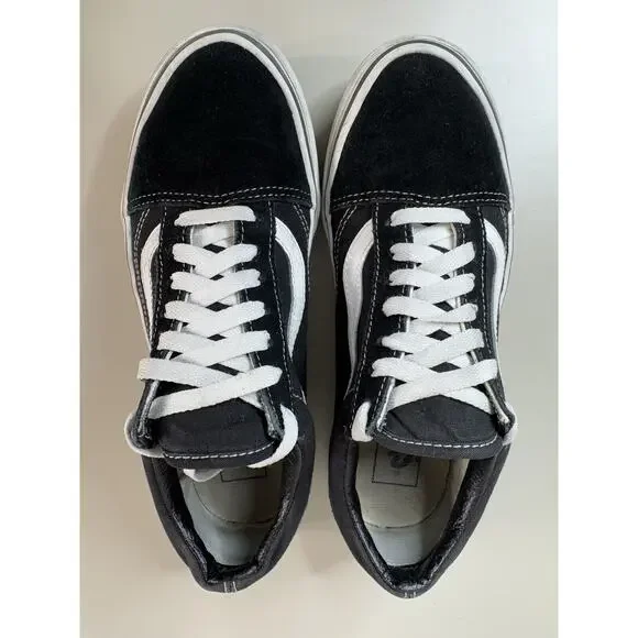 Vans Old Skool Lace Ups Shoes 6 M 7.5 W Black Suede Thrashed Rock WornIn Classic - Picture 2 of 14